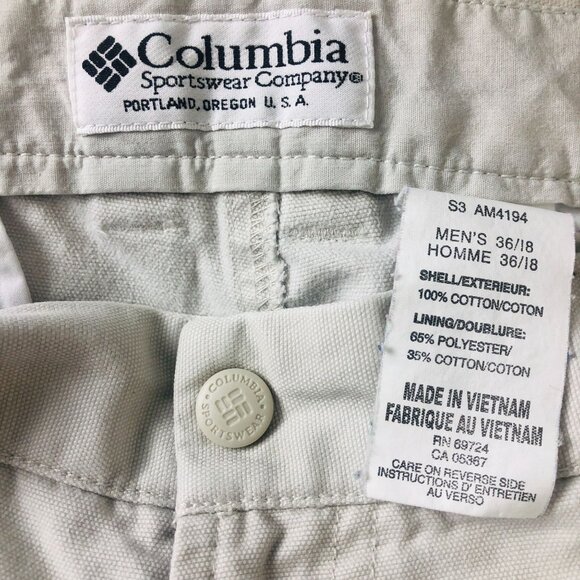 Columbia Mens Casual Khaki Cargo Shorts Sz 36/18 Cotton Active Outdoor Beige - Picture 2 of 9